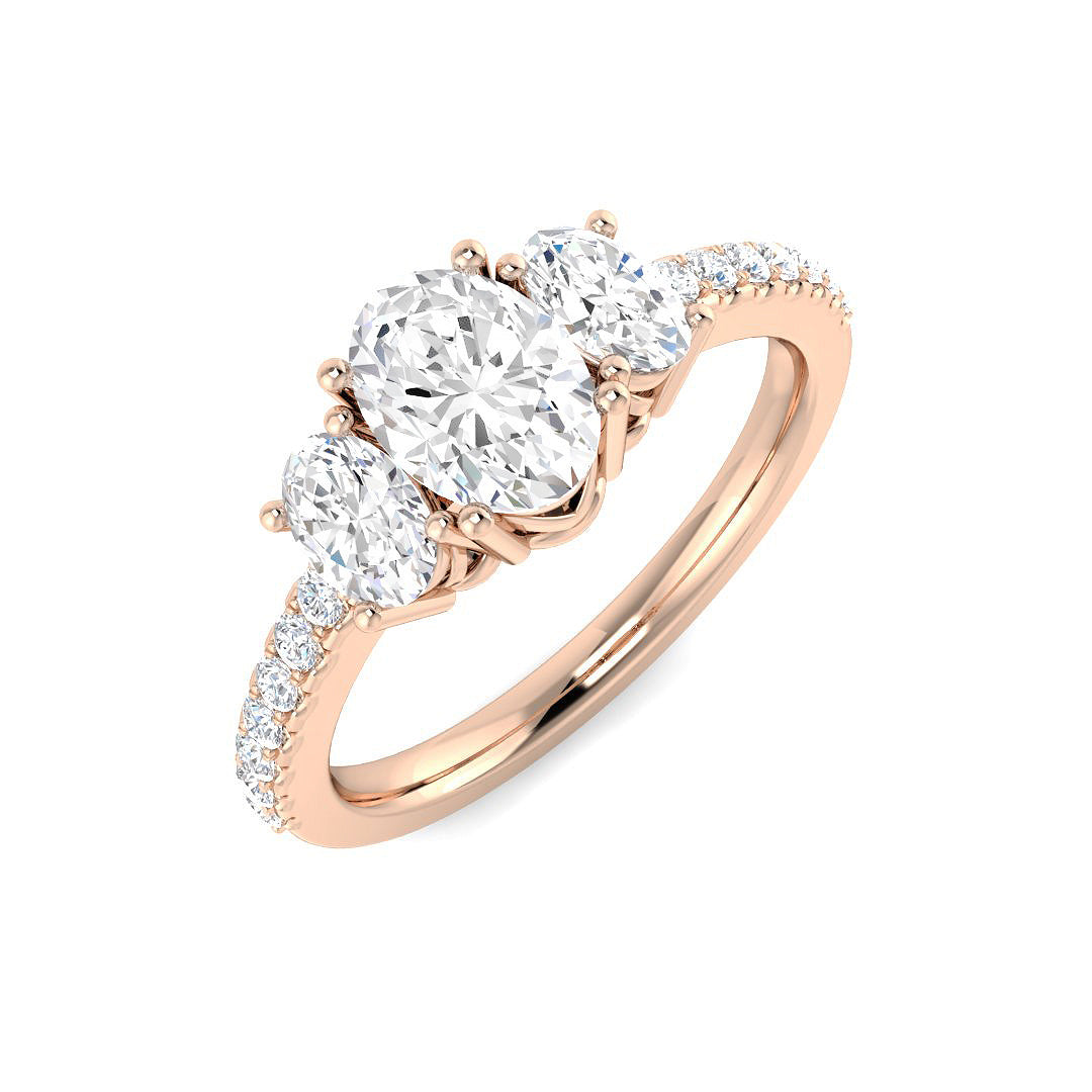 Three Stone Lab-Grown Diamond Ring 1.35ct–2.93ct – SR6338 – 18k Rose Gold
