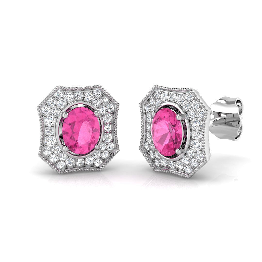Pink Sapphire Diamond Ring 1.05ct – SE4810~PS – 18k White Gold