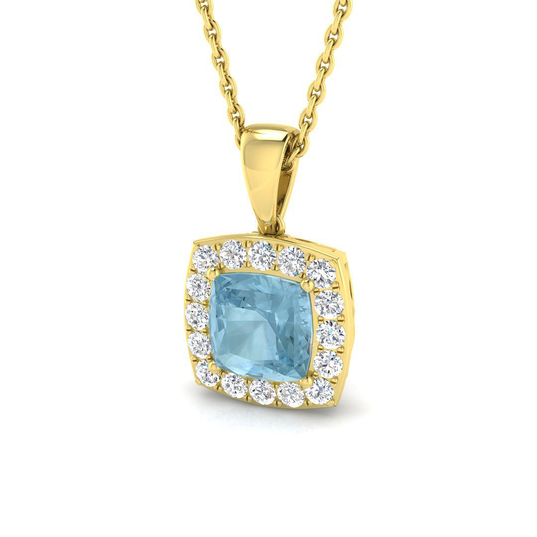 Aquamarine Diamond Ring 1.11ct–1.16ct – SP4285~AQ – 18k Yellow Gold