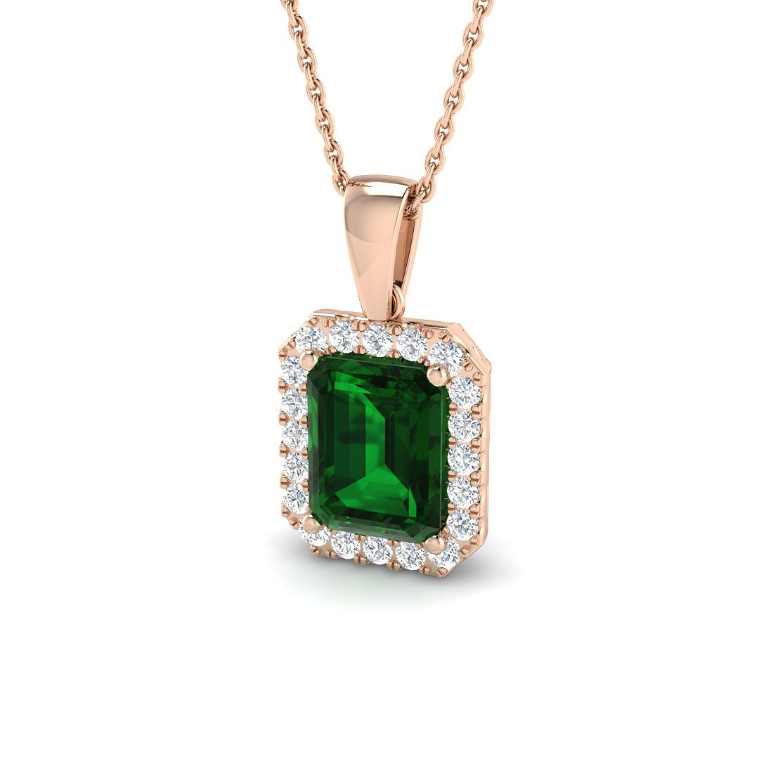 Emerald Diamond Ring 2.45ct–4.77ct – SP3922~EM – 18k Rose Gold