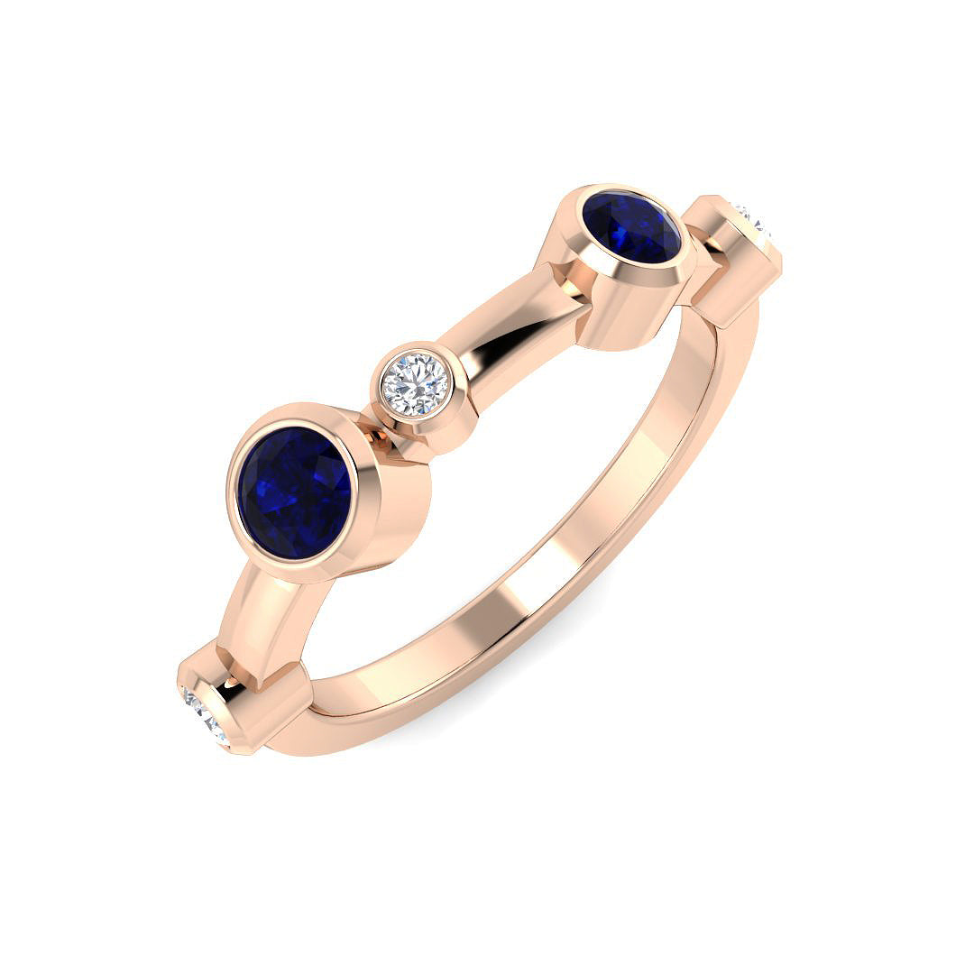 Blue Sapphire Diamond Ring 0.45ct–0.51ct – SR1465~BS – 18k Rose Gold