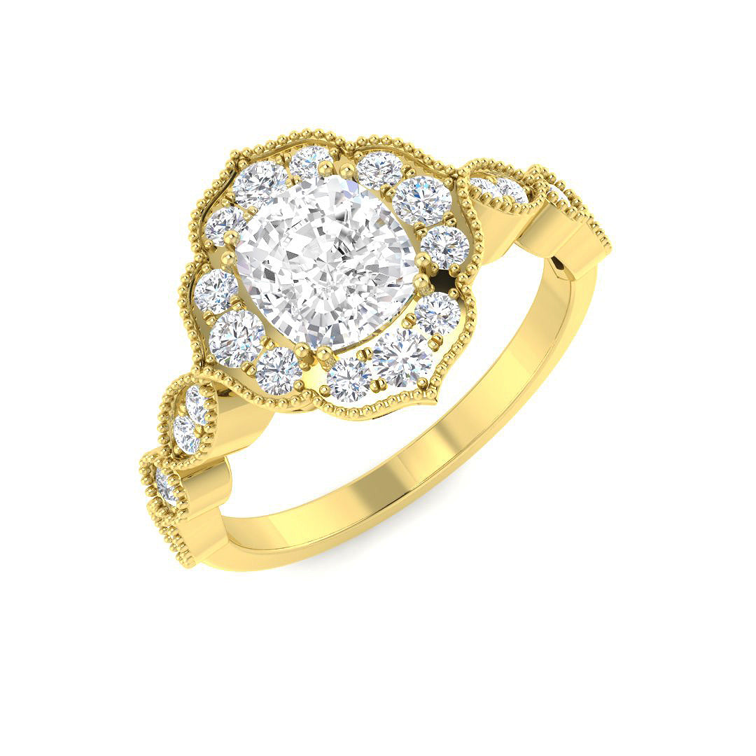 Halo Diamond Ring 1.44ct – SR7855 – 9k Yellow Gold