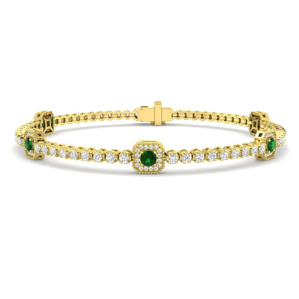 Emerald Diamond Ring 1.69ct – SB3082~EM – 18k Yellow Gold