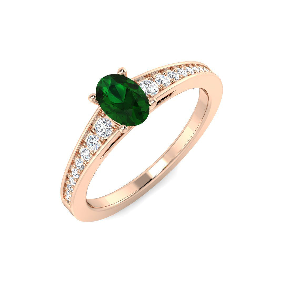 Emerald Diamond Ring 0.79ct – SL6824~EM – 18k Rose Gold