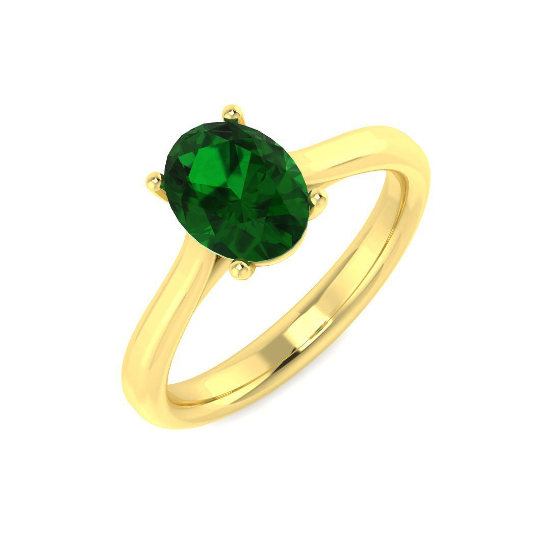 Emerald Diamond Ring 1.13ct – SR5369~EM – 18k Yellow Gold
