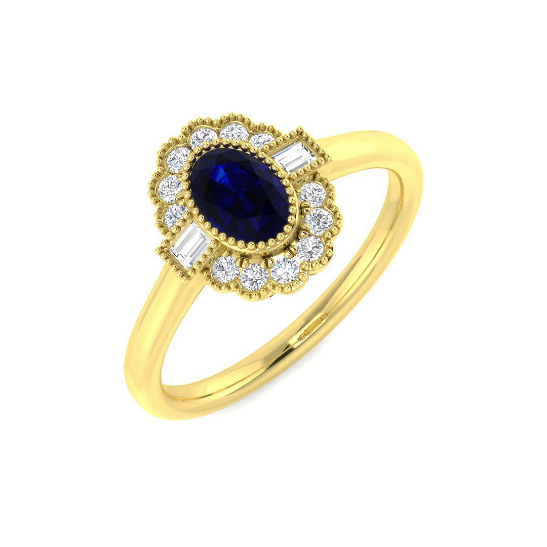 Vintage Diamond Ring 0.68ct – SR7492~BLU – 18k Yellow Gold