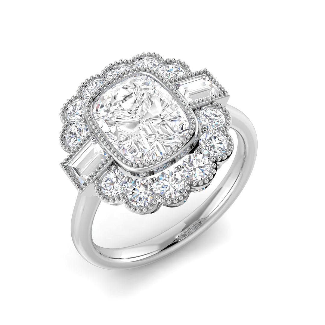 Vintage Lab-Grown Diamond Ring 1.36ct–4.22ct – SR6956 – 18k White Gold