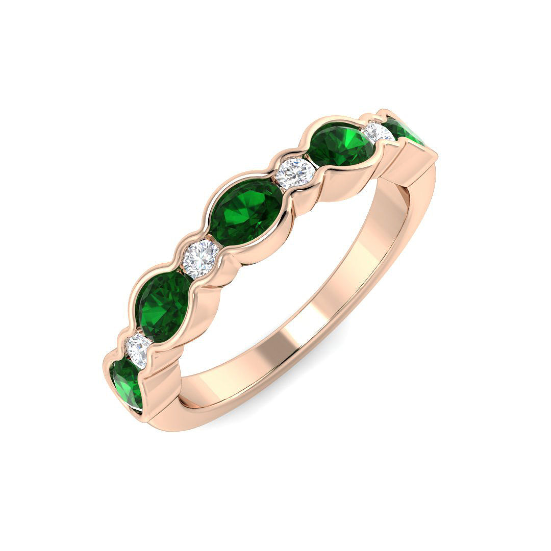 Emerald Diamond Ring 0.87ct–0.92ct – SR7374~EM – 18k Rose Gold