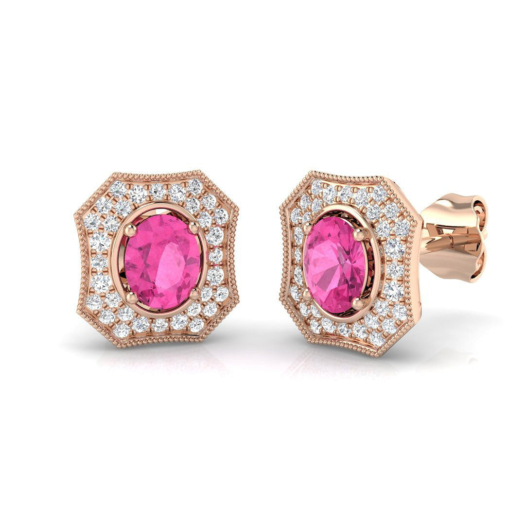 Pink Sapphire Diamond Ring 1.05ct – SE4810~PS – 18k Rose Gold
