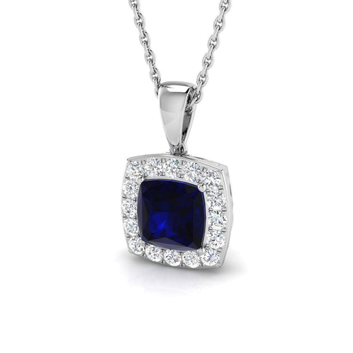 Blue Sapphire Diamond Ring 1.24ct–6.18ct – SP4285~BS – 18k White Gold