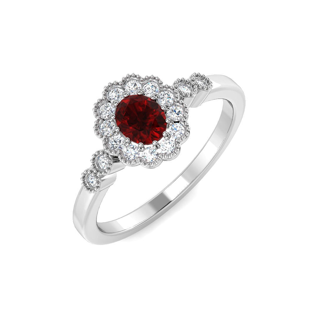 Ruby Diamond Ring 0.58ct – SR7488~RY – 18k White Gold