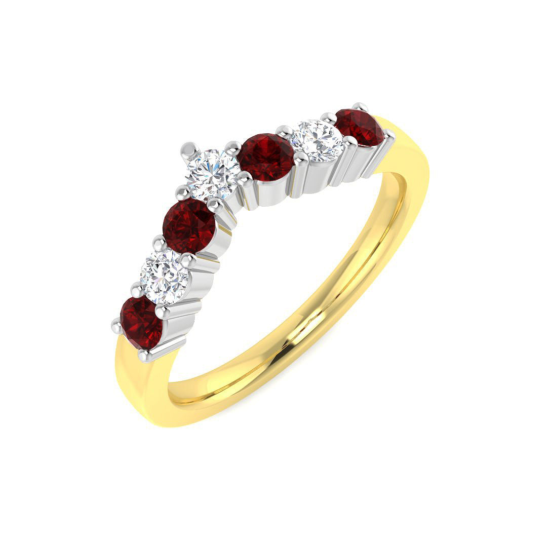 Ruby Diamond Ring 0.55ct – XYR11822~RY – 18k Yellow Gold