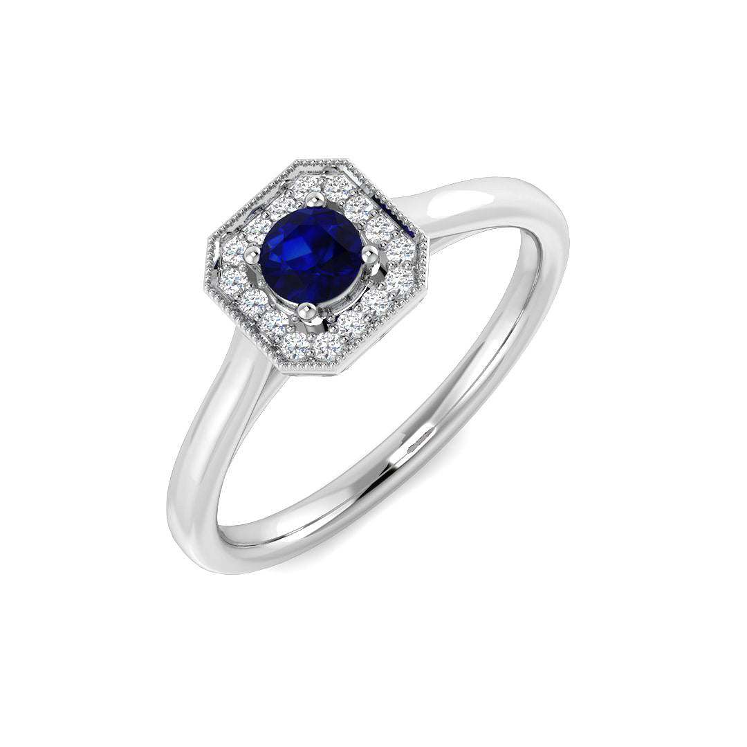 Blue Sapphire Diamond Ring 0.25ct – SR7978~BS – 18k White Gold