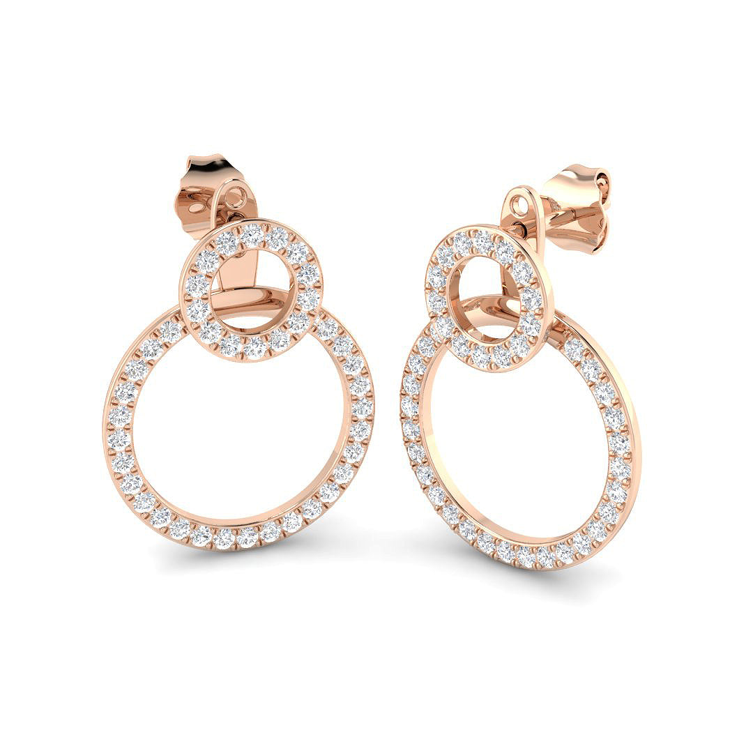 Drop & Trilogy Diamond Ring 0.8ct – SE7436 – 18k Rose Gold