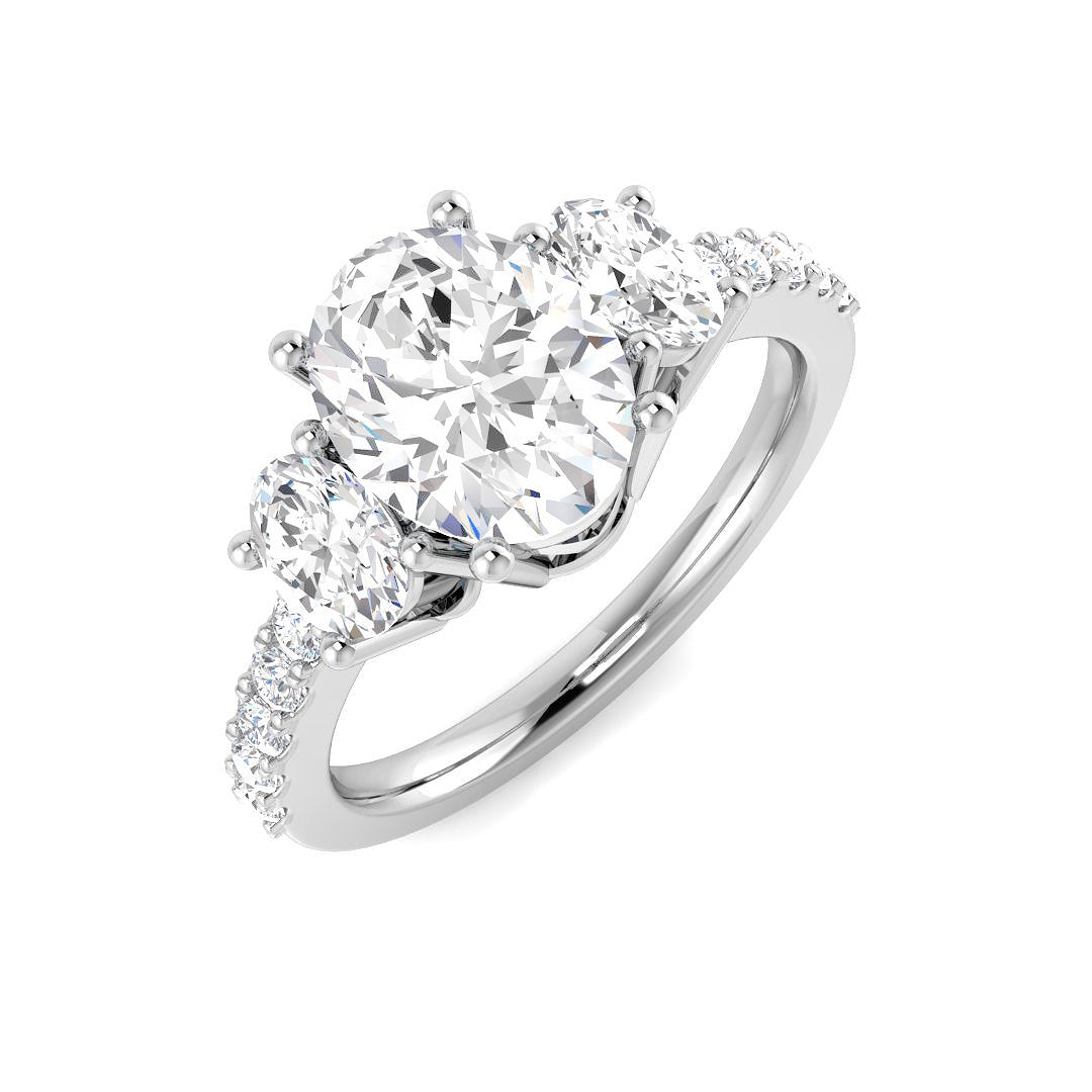 Three Stone Lab-Grown Diamond Ring 1.35ct–2.93ct – SR6338 – 18k White Gold