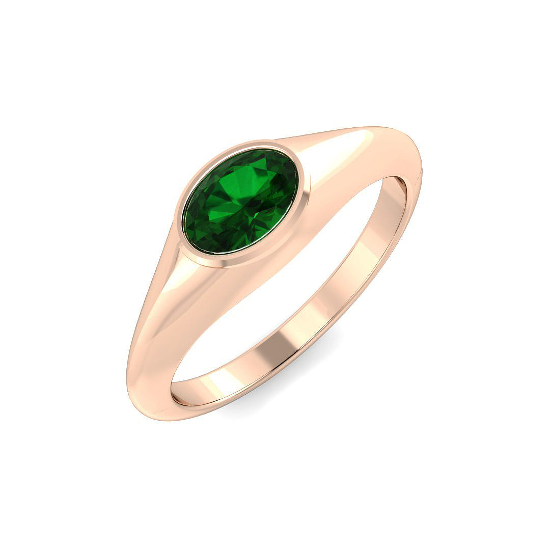 Emerald Diamond Ring 0.41ct – SR7831~EM – 18k Rose Gold