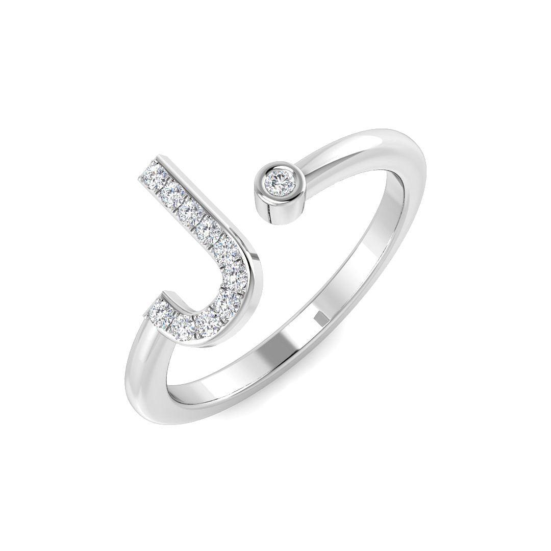 Initials Diamond Ring 0.09ct – SR4467-J – 18k White Gold