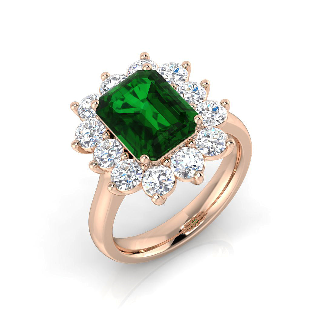 Emerald Lab-Grown Diamond Ring 3.8ct–5.29ct – SL9774~COEM – 18k Rose Gold
