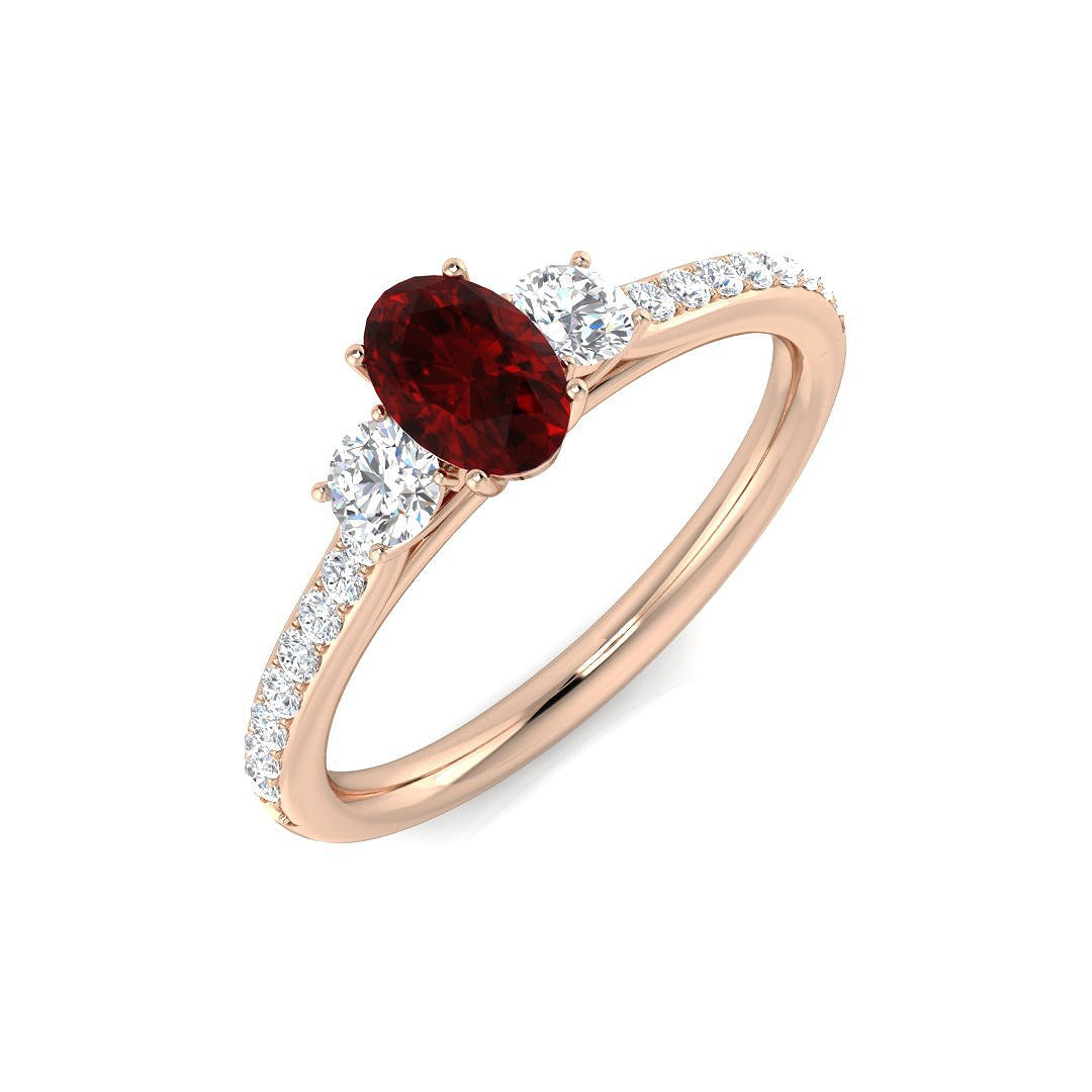 Three Stone Diamond Ring 0.97ct – SR3197~RY – 18k Rose Gold