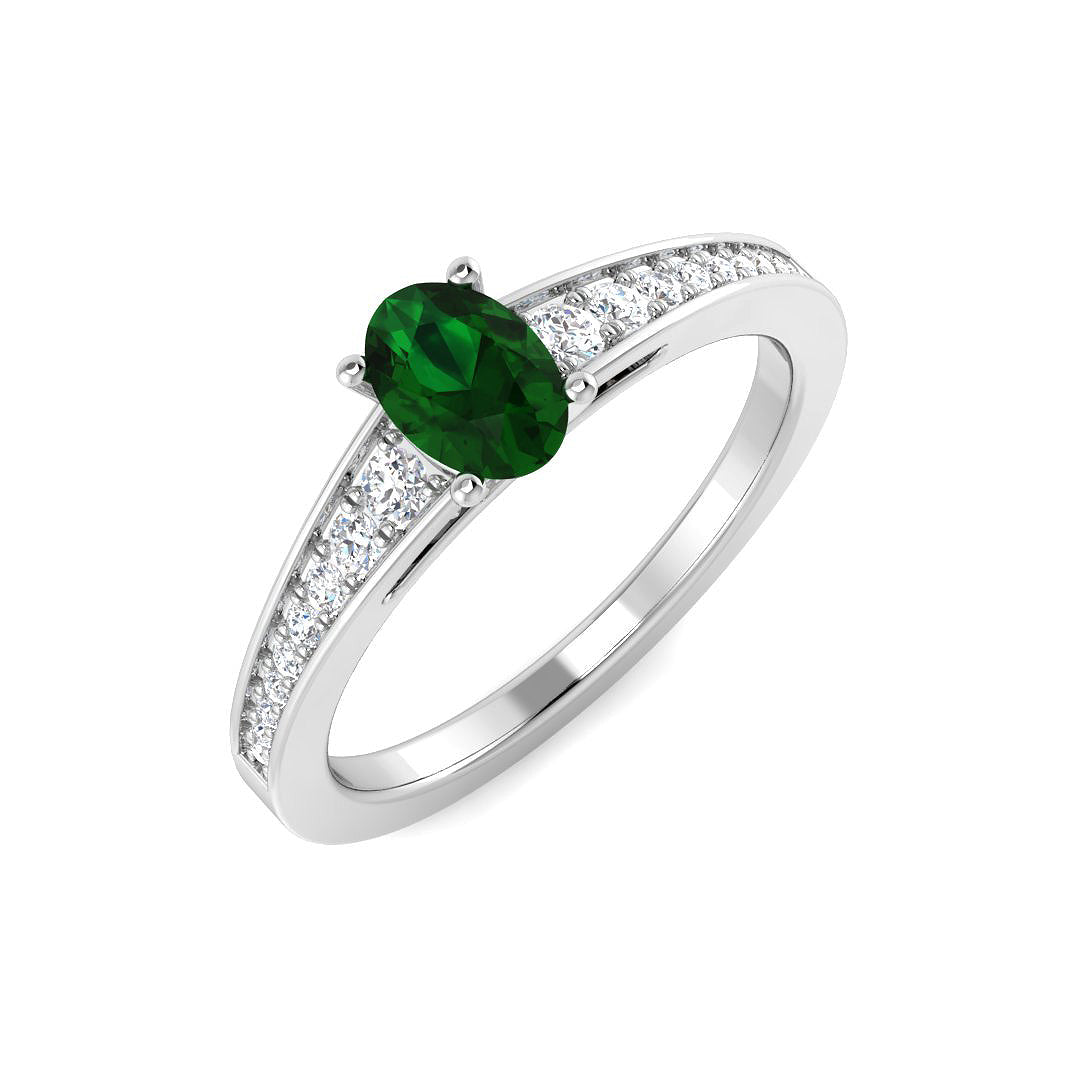 Emerald Diamond Ring 0.79ct – SL6824~EM – 18k White Gold