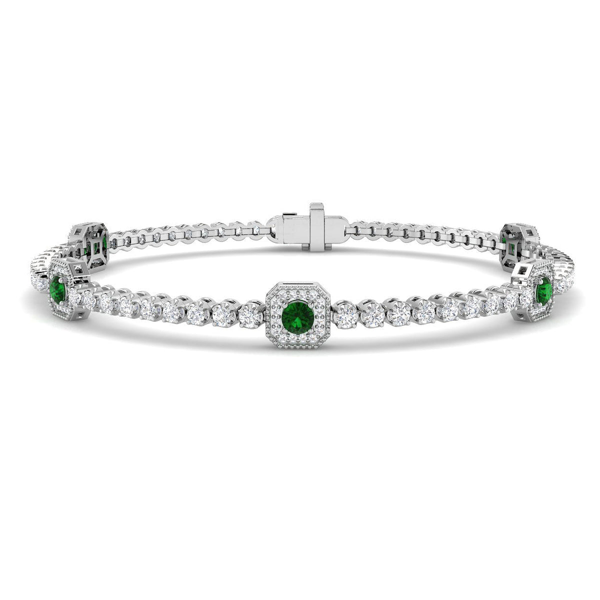 Emerald Diamond Ring 1.69ct – SB3082~EM – 18k White Gold