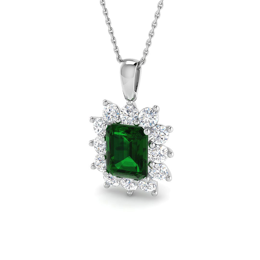 Emerald Lab-Grown Diamond Ring 3.54ct–6.76ct – SP6661~EM – 18k White Gold