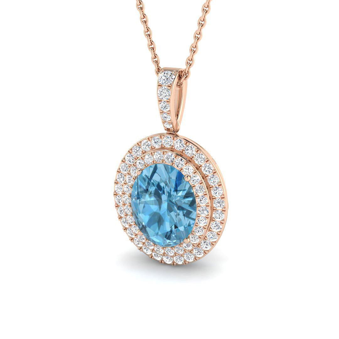 Blue Topaz Diamond Ring 3.46ct – SP4105~SBT – 18k Rose Gold