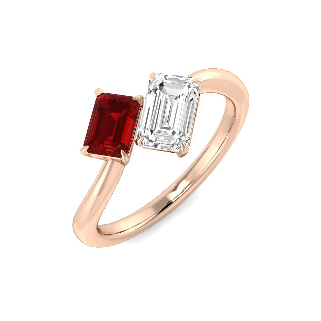 Ruby Diamond Ring 0.99ct – SR2053~RY – 18k Rose Gold
