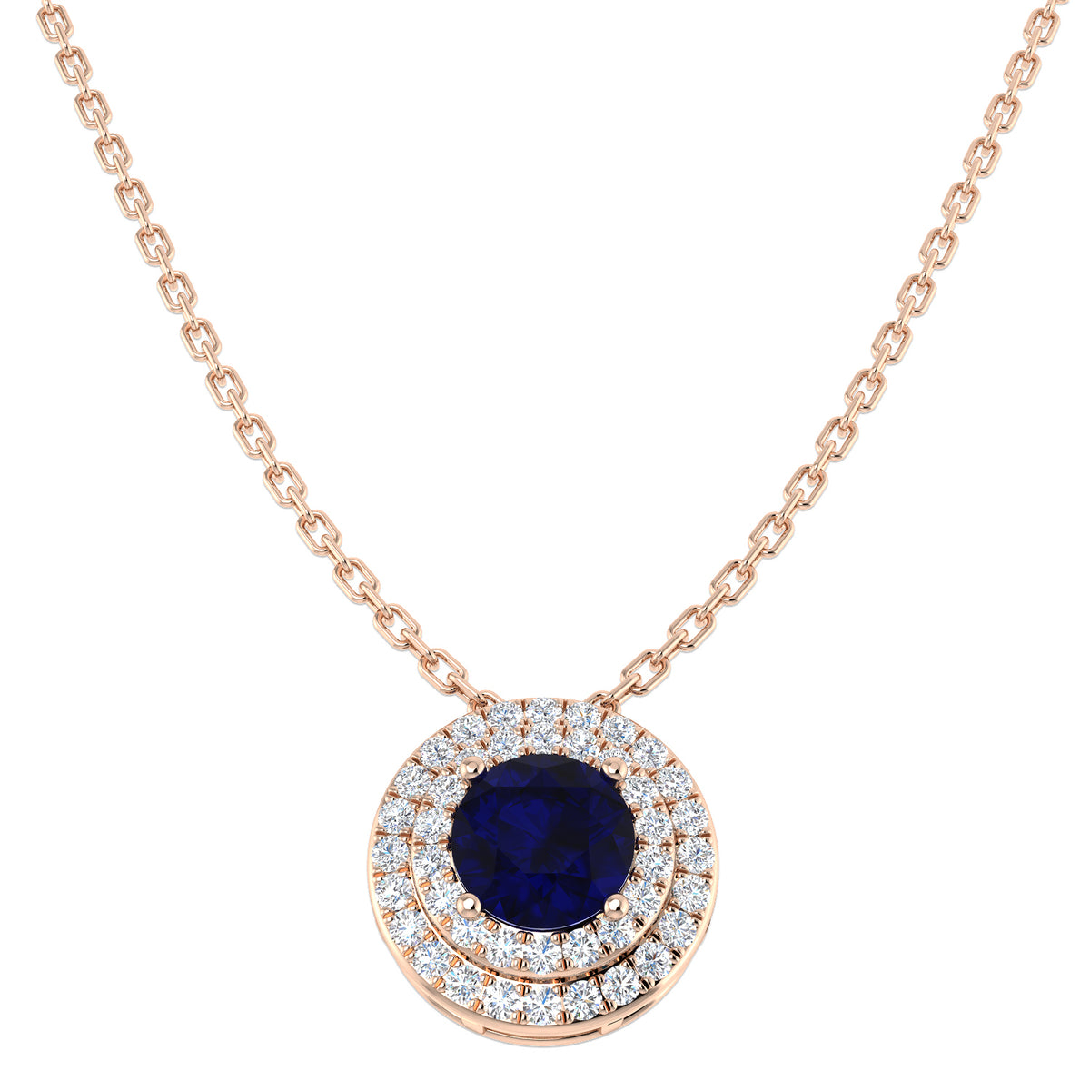 Blue Sapphire Diamond Ring 0.96ct – BJN0029~BS – 18k Rose Gold