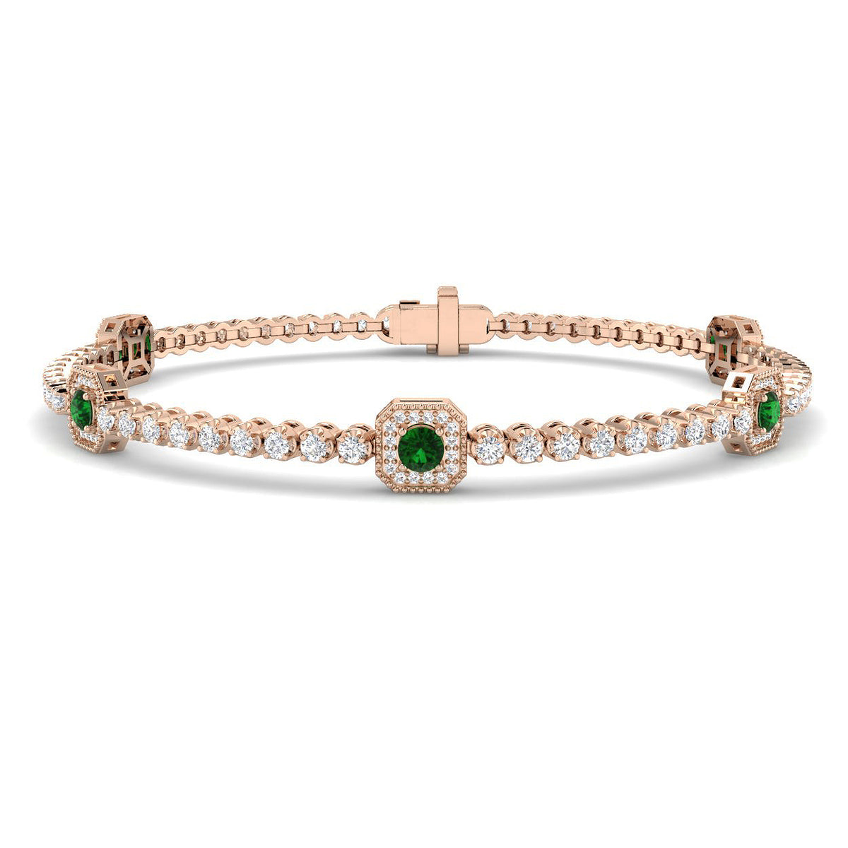 Emerald Diamond Ring 1.69ct – SB3082~EM – 18k Rose Gold
