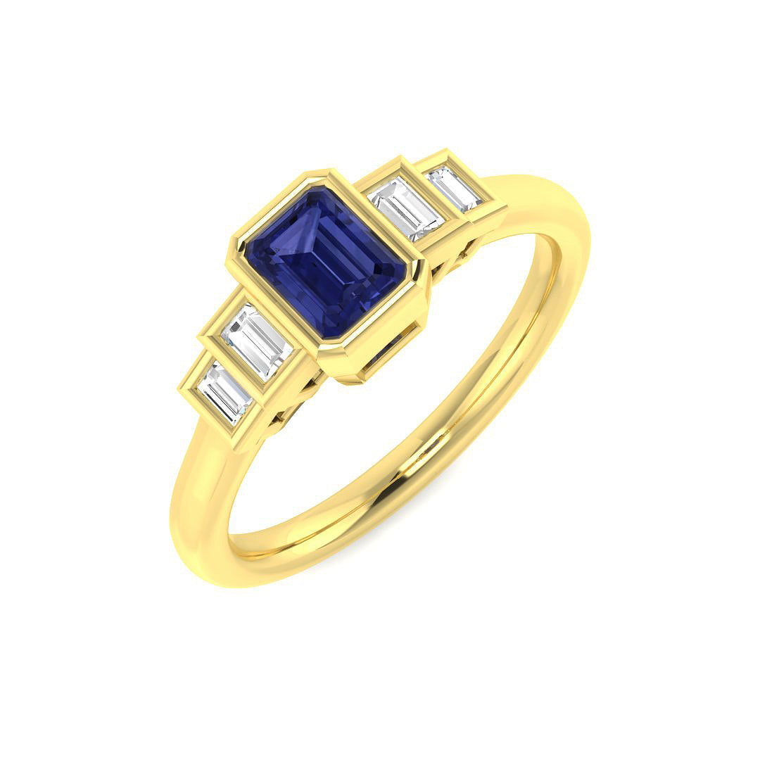 Tanzanite Diamond Ring 0.62ct – SR1116~TZ – 18k Yellow Gold