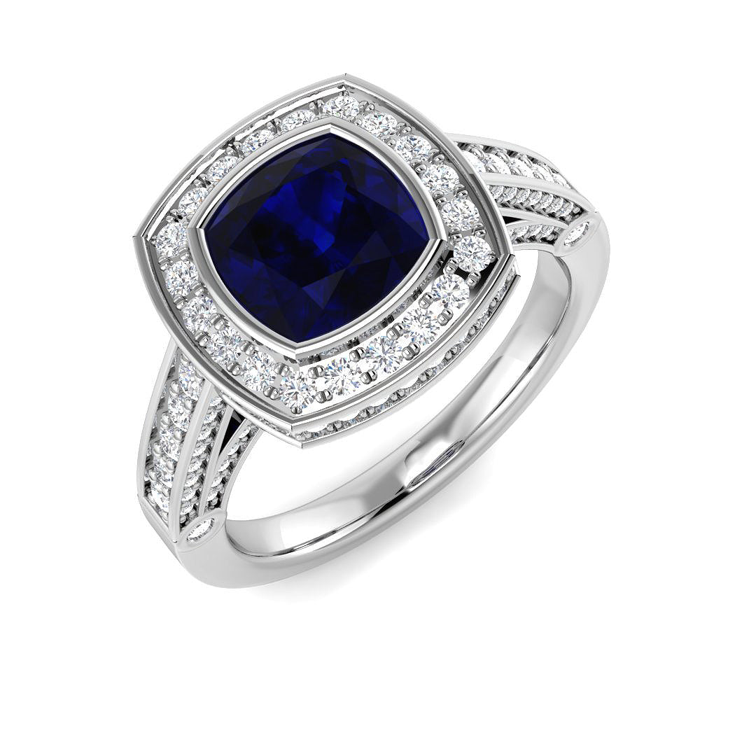 Blue Sapphire Diamond Ring 2.34ct – BJR0329~BS – 18k White Gold