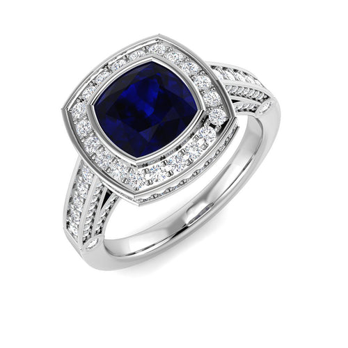 Blue Sapphire Diamond Ring 2.34ct – BJR0329~BS – 18k White Gold