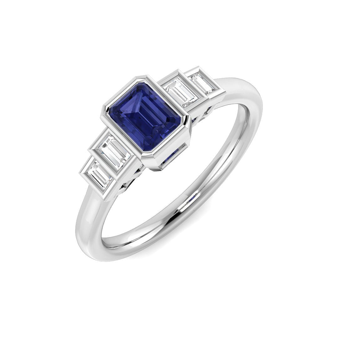 Tanzanite Diamond Ring 0.62ct – SR1116~TZ – 18k White Gold