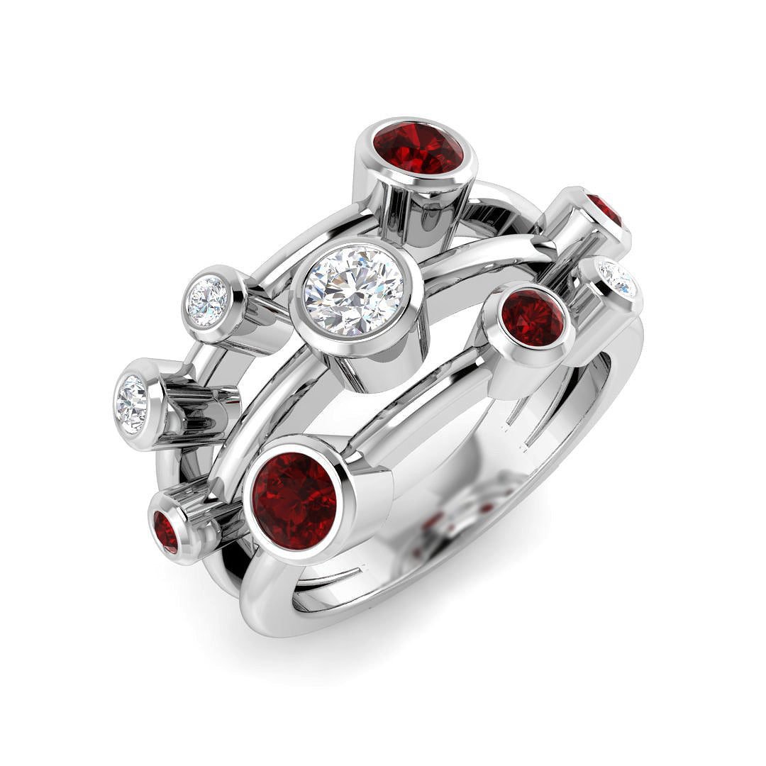 Bubble Diamond Ring 1.1ct – SR839~RY – 18k White Gold