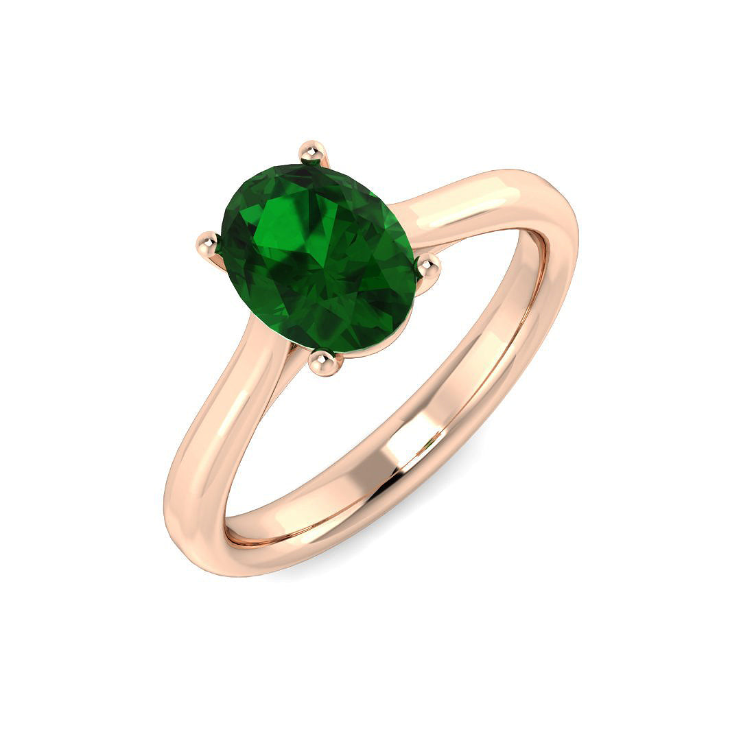 Emerald Diamond Ring 1.13ct – SR5369~EM – 18k Rose Gold