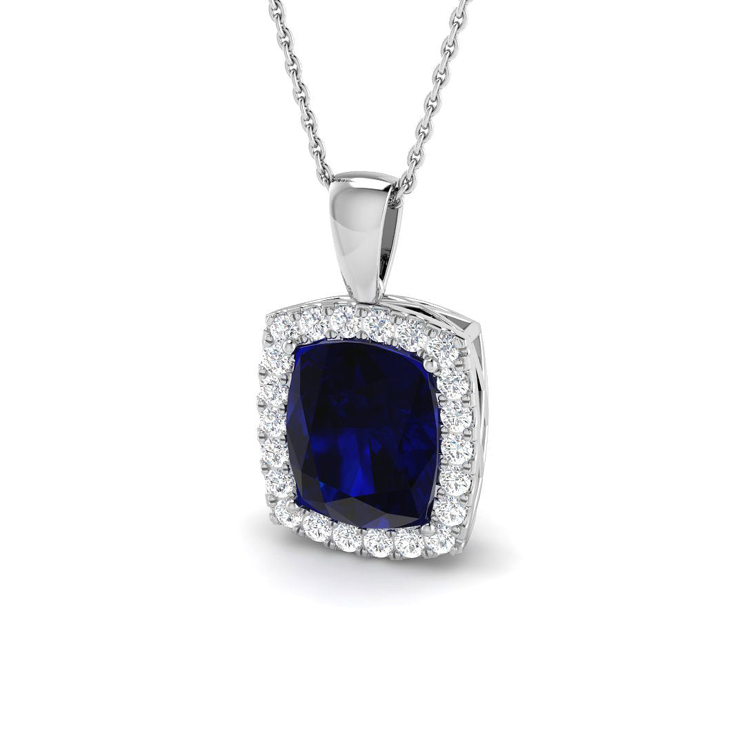Blue Sapphire Diamond Ring 1.24ct–6.18ct – SP4285~BS – 18k White Gold