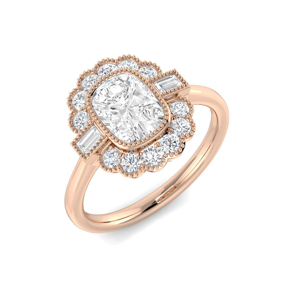 Vintage Lab-Grown Diamond Ring 1.36ct–4.22ct – SR6956 – 18k Rose Gold