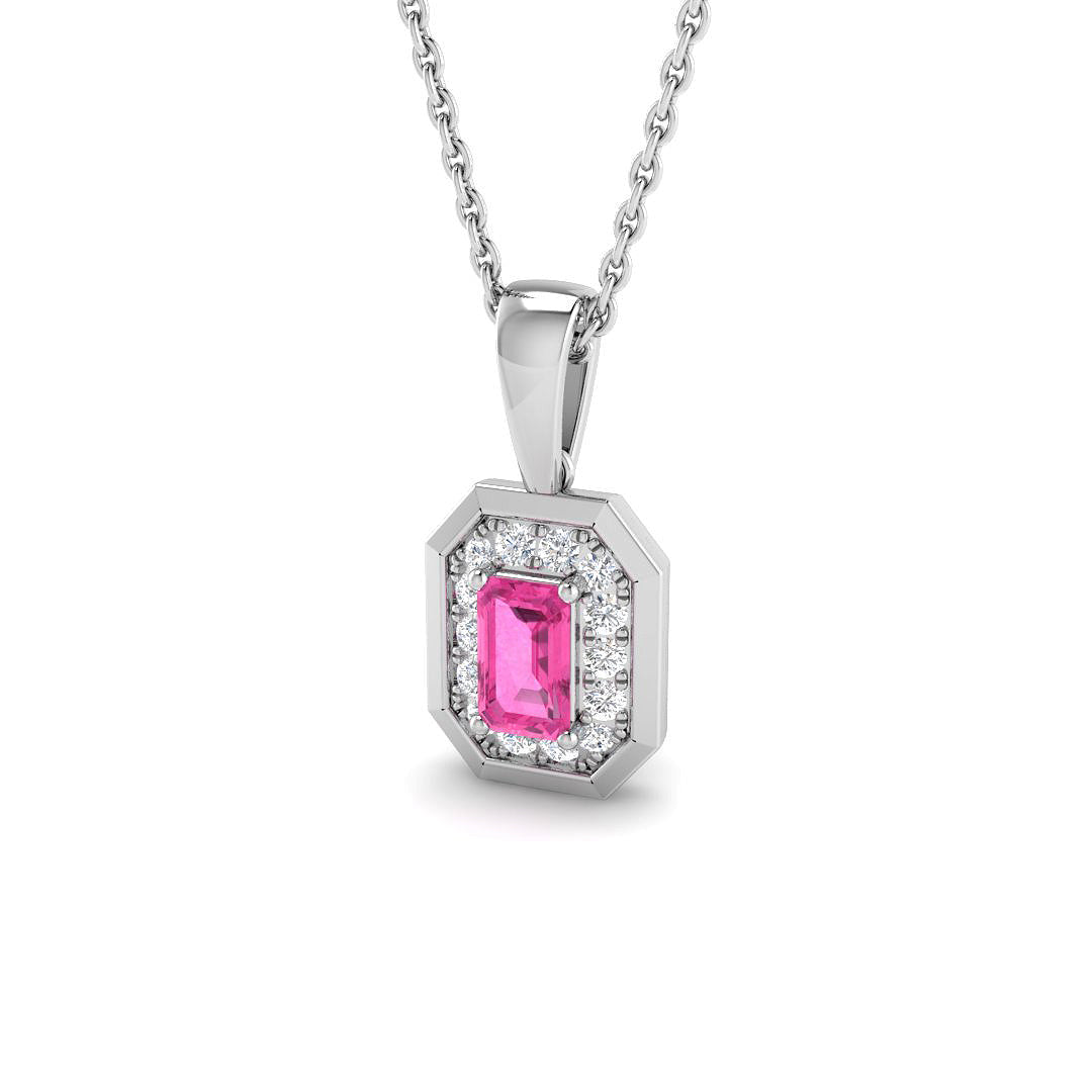 Pink Sapphire Diamond Ring 0.53ct – SN2144P~PS – 18k White Gold