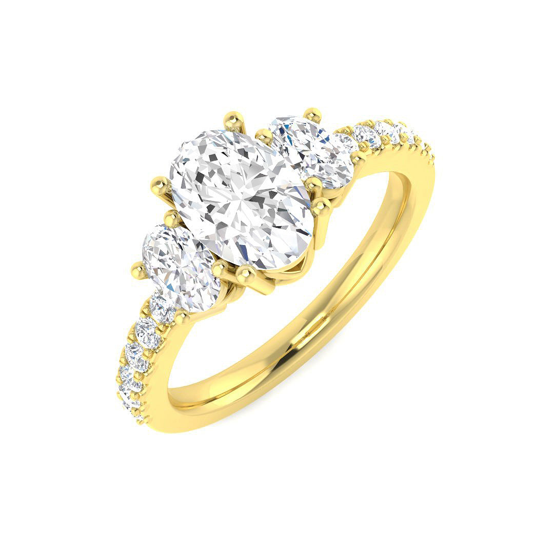 Three Stone Lab-Grown Diamond Ring 1.35ct–2.93ct – SR6338 – 18k Yellow Gold