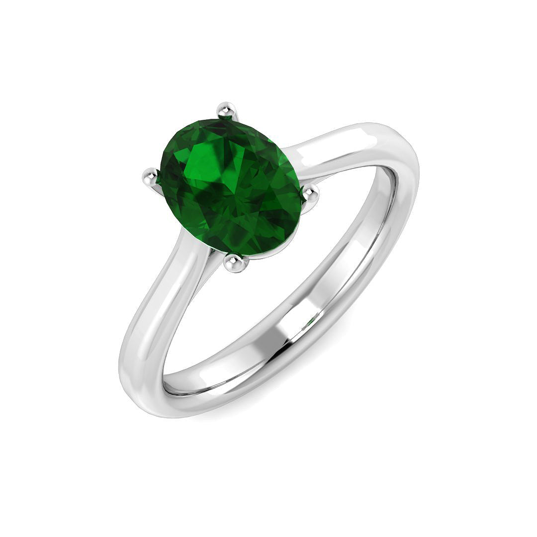 Emerald Diamond Ring 1.13ct – SR5369~EM – 18k White Gold