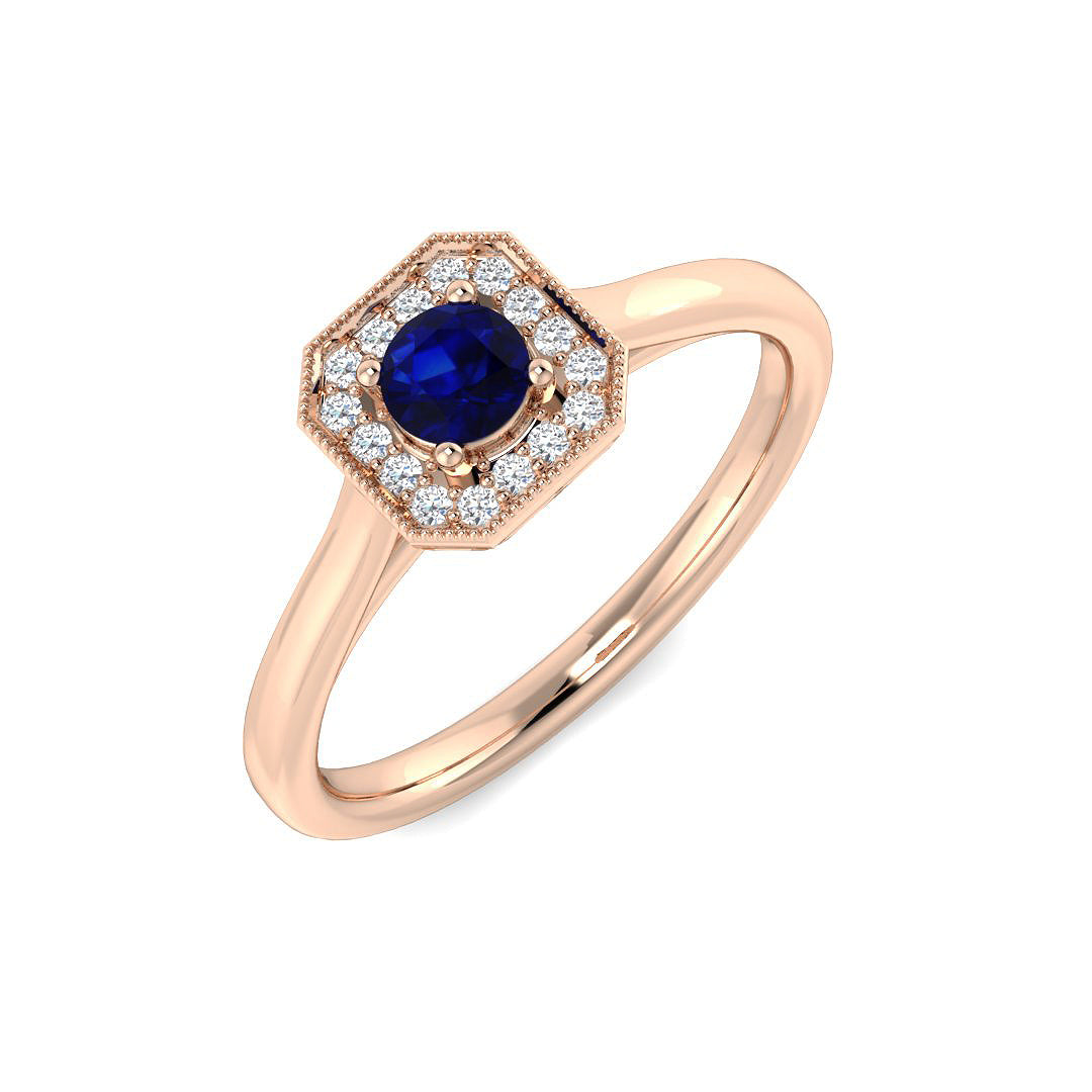 Blue Sapphire Diamond Ring 0.25ct – SR7978~BS – 18k Rose Gold