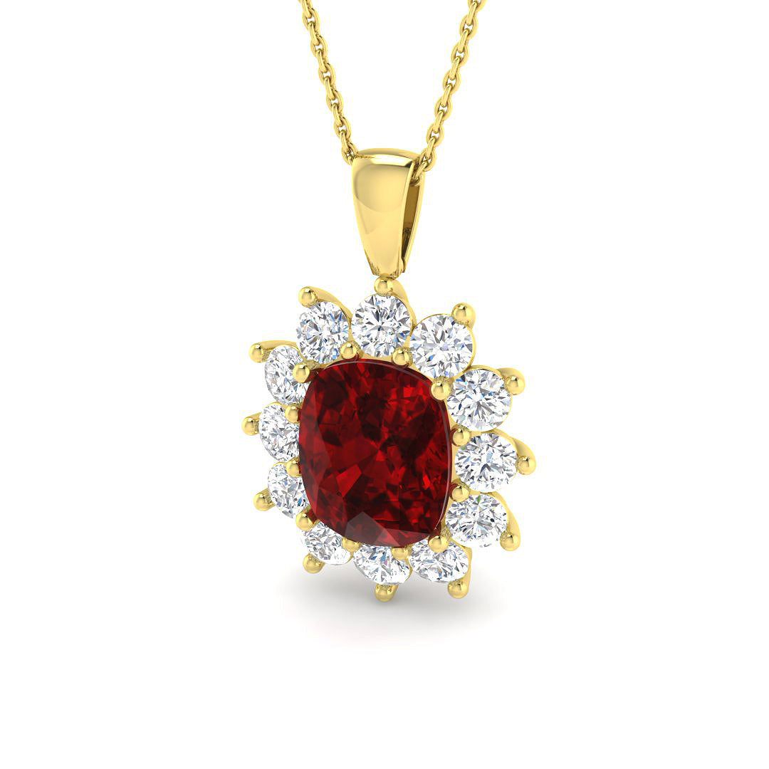 Ruby Lab-Grown Diamond Ring 3.76ct–7.68ct – SP6664~RY – 18k Yellow Gold