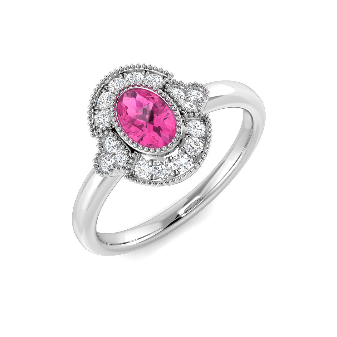 Vintage Diamond Ring 0.81ct – SR7505~PNK – 18k White Gold