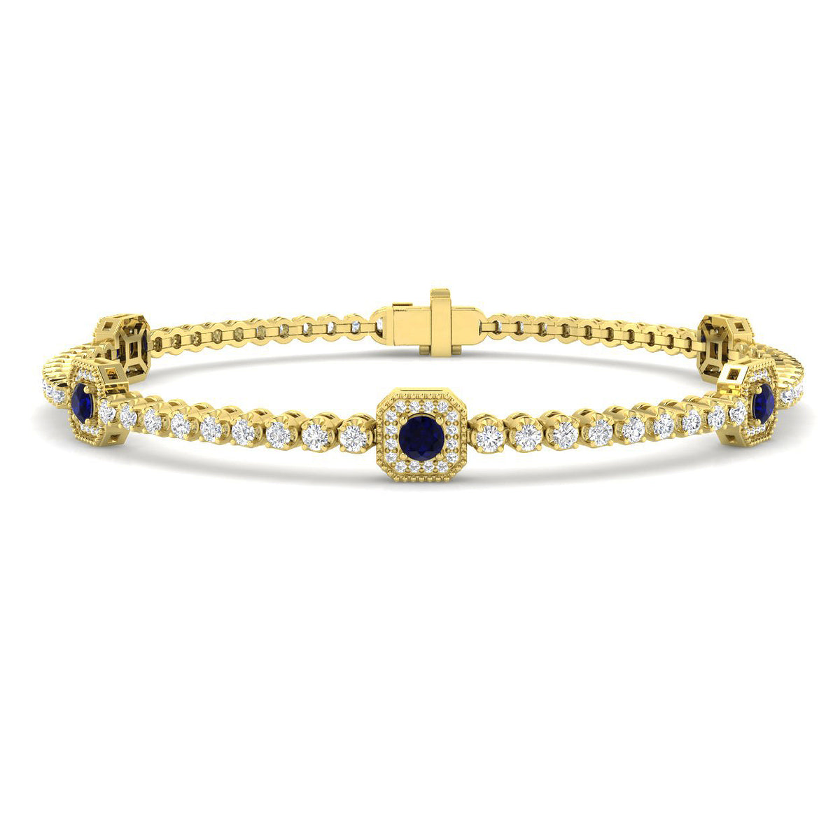 Blue Sapphire Diamond Ring 1.81ct – SB3082~BS – 18k Yellow Gold