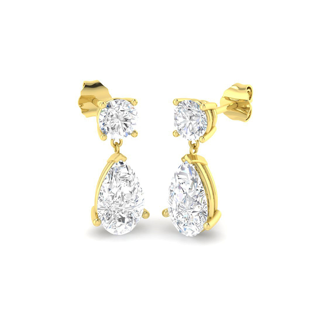 Drop & Trilogy Diamond Ring 1.06ct–4.04ct – SE7458 – 18k Yellow Gold