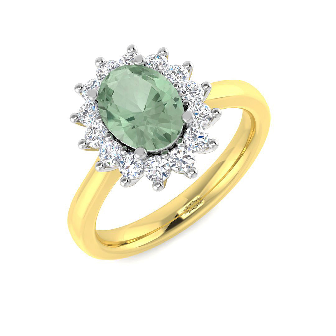 Green Amethyst Diamond Ring 1.63ct – SL8826~GR – 18k Yellow Gold