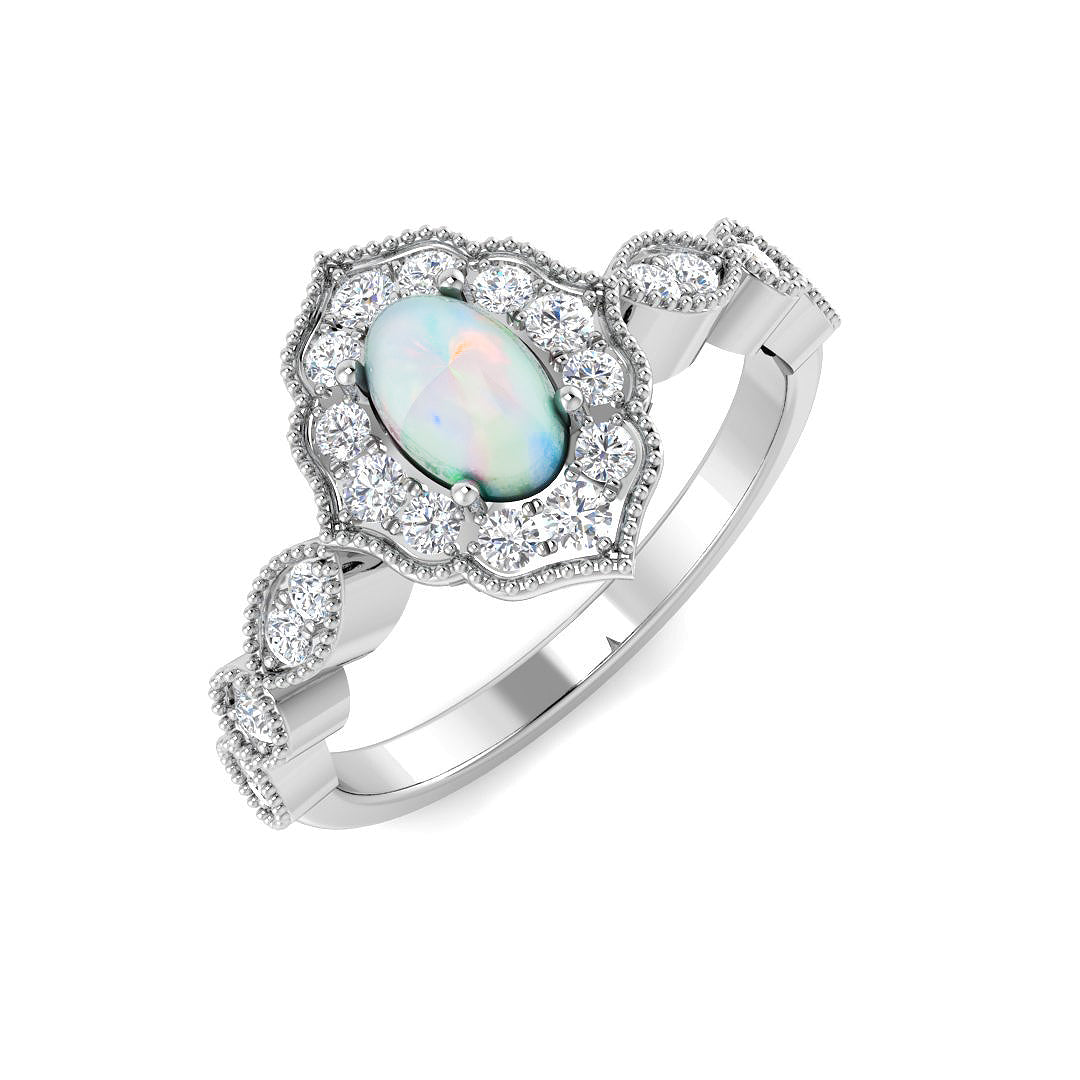 Halo Diamond Ring 0.67ct – SR7504~OP – 18k White Gold