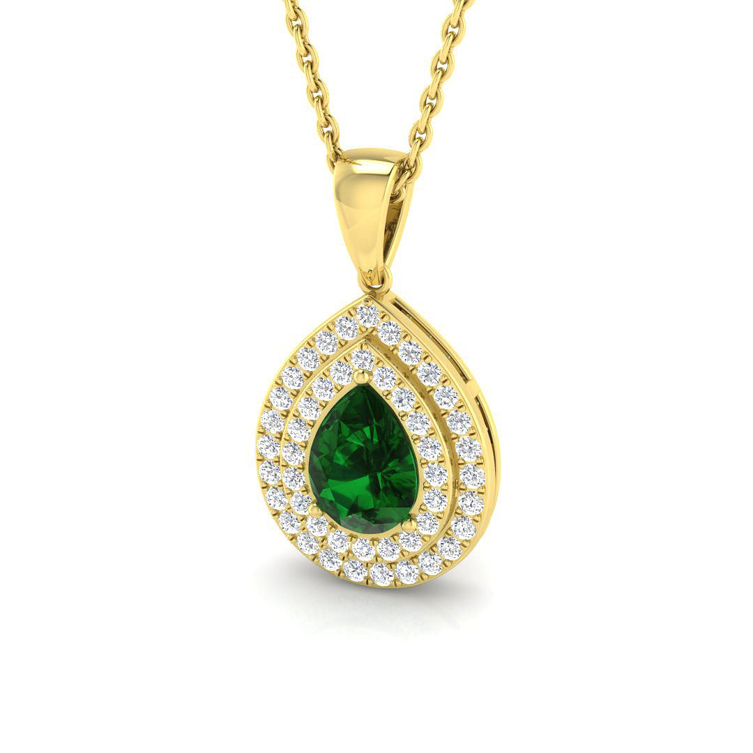 Emerald Diamond Ring 0.89ct–0.9ct – SP3540~EM – 18k Yellow Gold