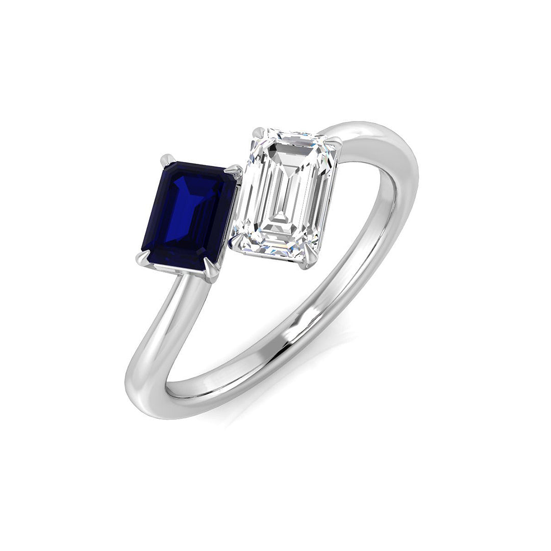 Blue Sapphire Diamond Ring 0.99ct – SR2053~BS – 18k White Gold